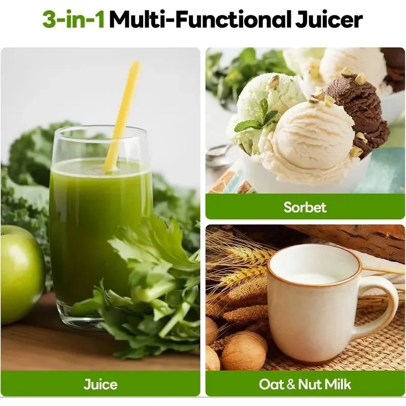 6 Inch Wide Mouth Electric Slow Juicer Powerful Motor Home Use Fresh Fruit Vegetable Juice Extractor Machine Quiet Operation