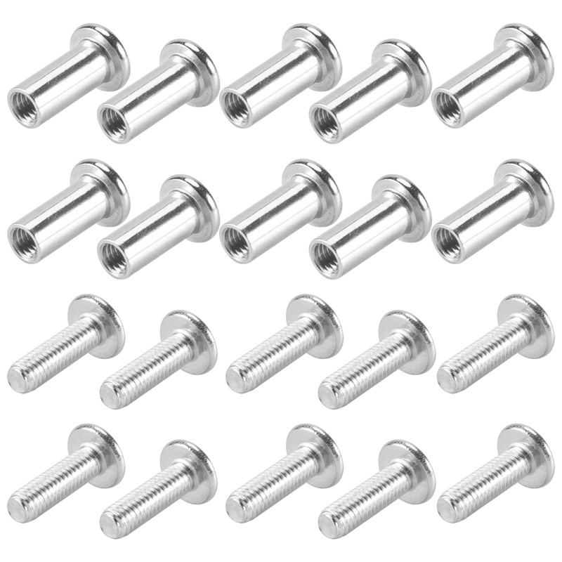 B69C 20 Pcs Screw Post Fit For 5/16Inch(8Mm) Hole Dia Male M6x20mm Female M6x18mm Belt Buckle Binding Bolts Leather Fastener