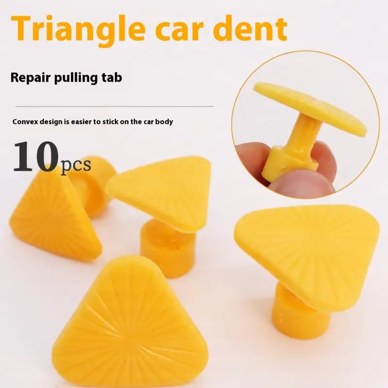 

10 шт., треугольные вмятинки для удаления вмятин на кузове автомобиля, клей, вытягивающие вкладки, инструмент для ремонта без покраски, вкладки для съемника вмятин повреждений