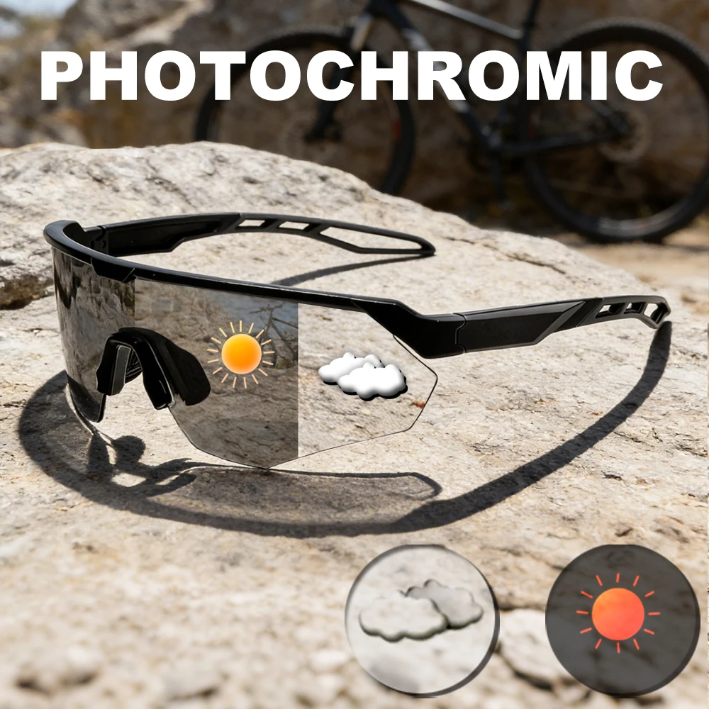 Photochrome Radfahren Sonnenbrillen für Männer Frauen Fahrrad Reiten Fahren Gläser Mountainbike Sport Brille Brillen Uv400