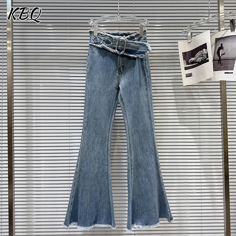 

KBQ винтажный пояс со стразами и бриллиантами, украшение, облегающие слегка расклешенные джинсы для женщин, темпераментная юбка с высокой талией, женская