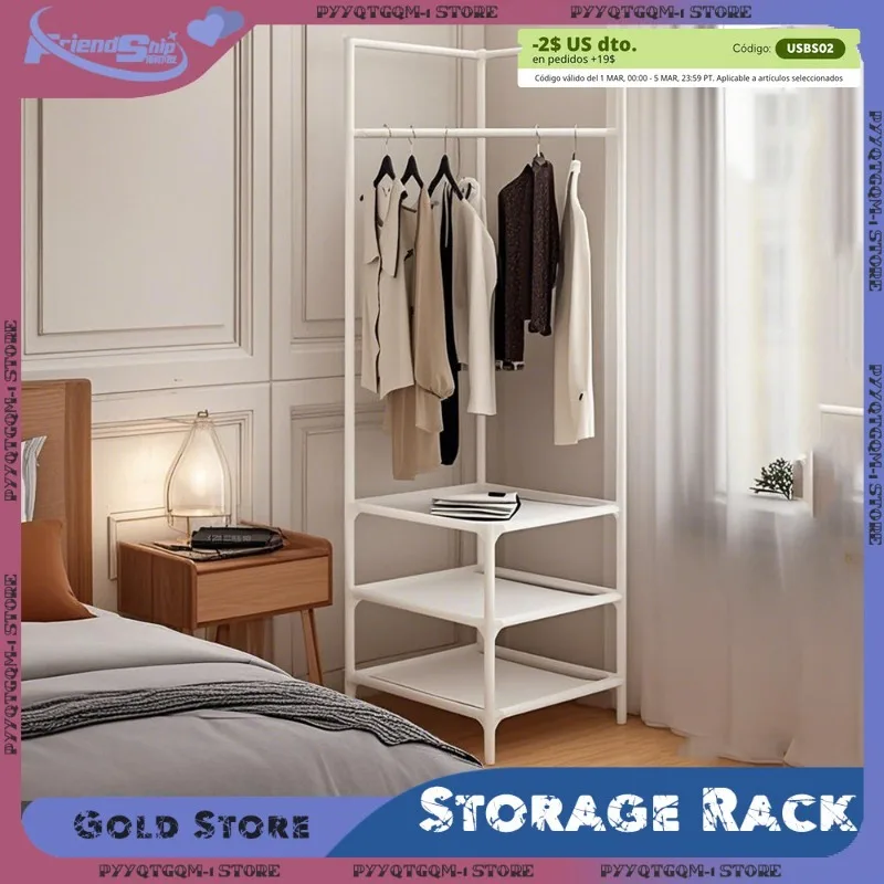 

2/3-Tier Floor Standing Coat Rack for Seasonal Simple Corner Clothing Storage Shelf Space Saving Bedroom Night Table Organizer