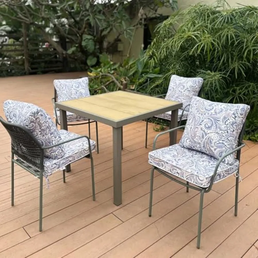 

Outdoor Seat/Back Deep Chair Cushion Set for Patio Furniture - Lounge Chair Cushions with Ties - Waterproof Patio Chair Cushion