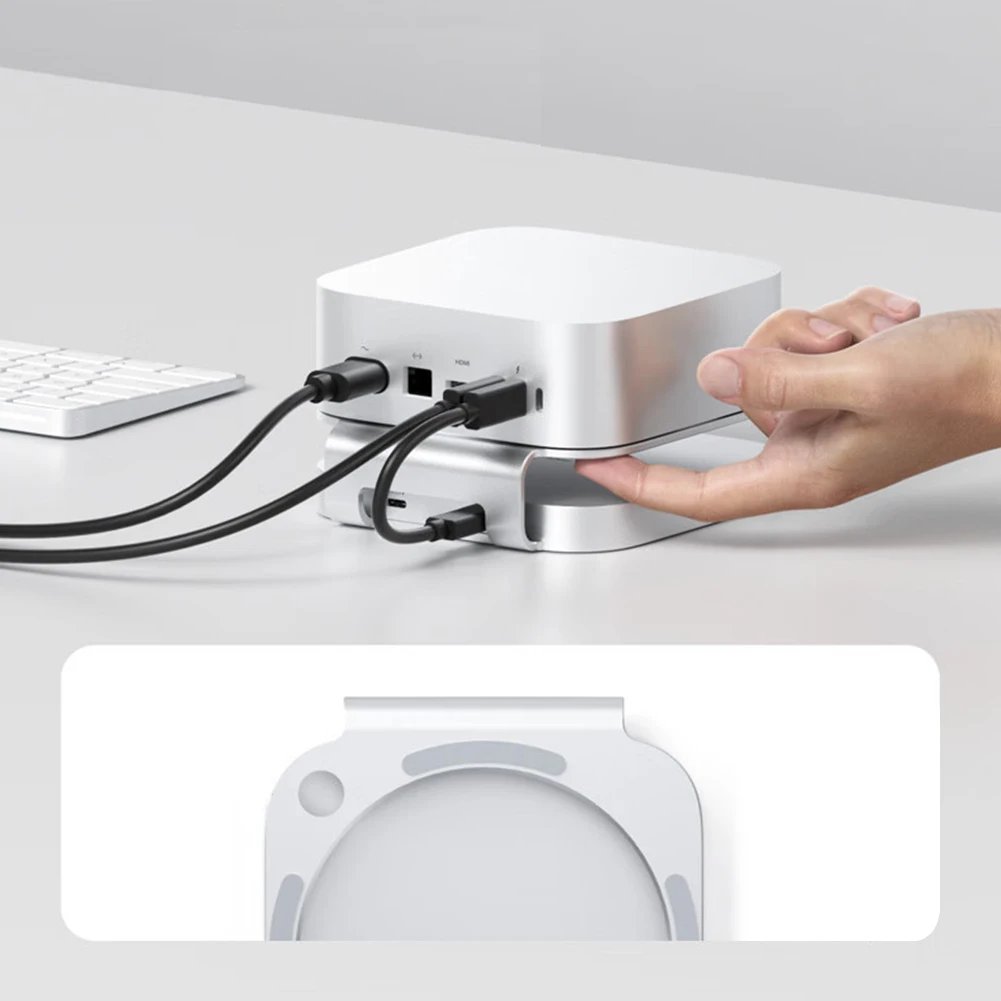 Концентратор USB C с корпусом SSD M.2 для подставки Mac Mini M4 или M4 Pro и HDMI-совместимого концентратора USB2.0 480 Мбит/с 4K60 Гц HDMI-совместимого