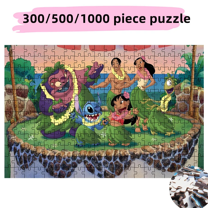 

Пазлы из мультфильмов Disney Lilo & Stitch300 500 1000 шт. креативные подарки на день рождения Обучающие игрушки для детей и взрослых коллекция хобби