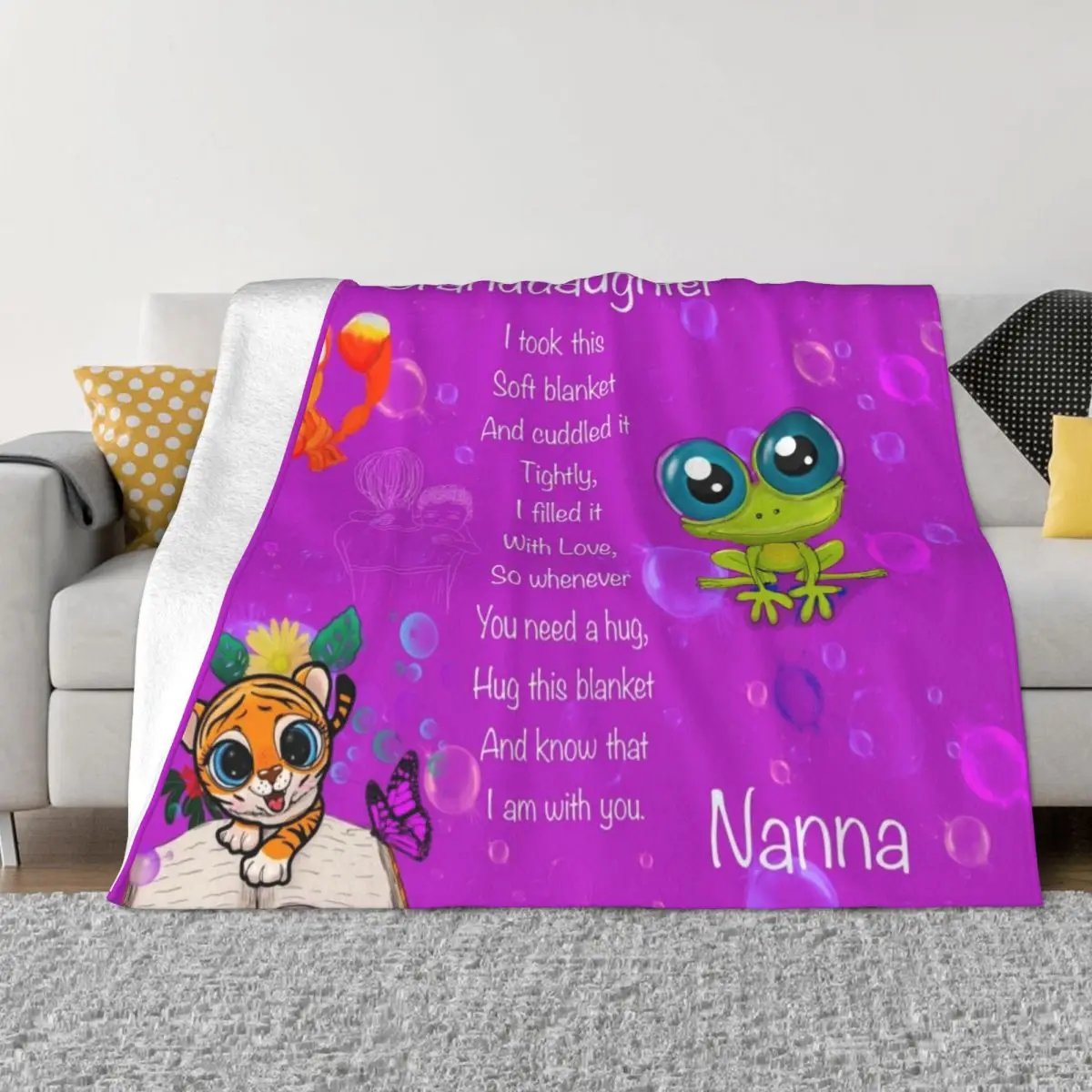 To Granddaughter, love from Nanna, cuddle blanket Throw Blanket Winter beds Camping Blankets For Sofas Decorative Throw Blankets