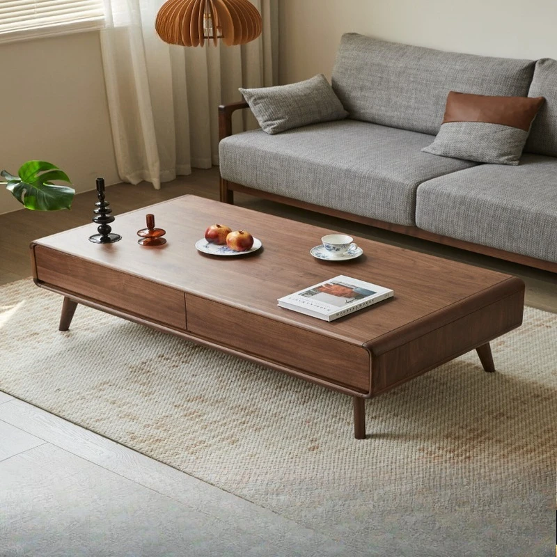 

Black walnut coffee table, modern simple solid wood coffee table TV cabinet combination, small apartment living room furniture