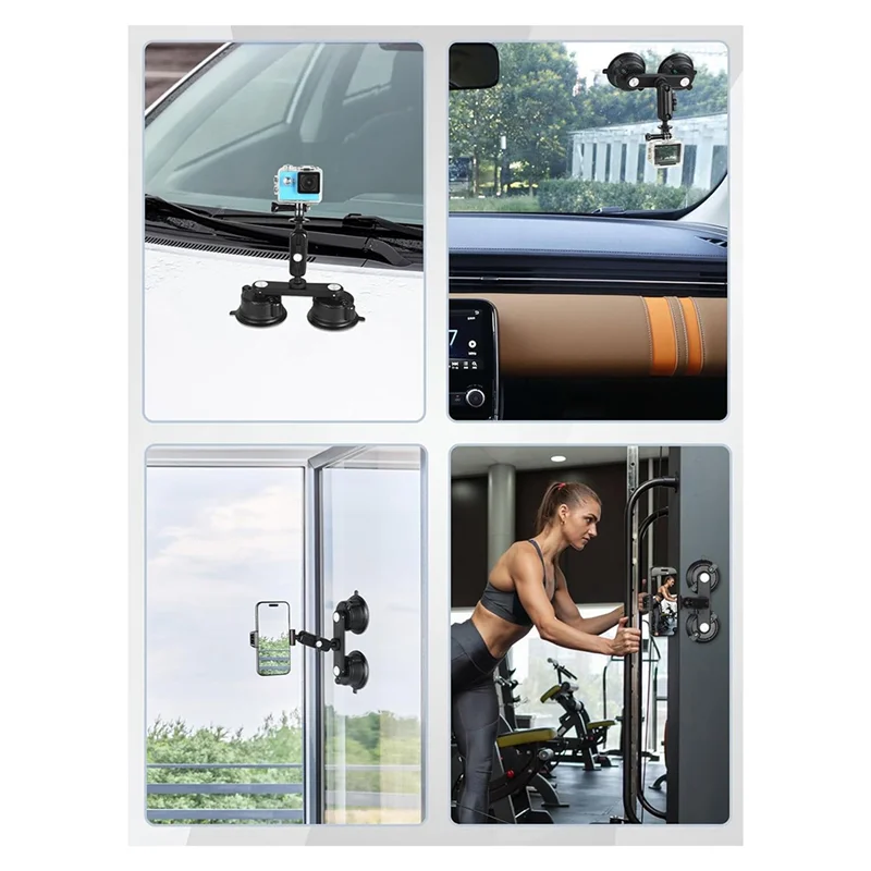 

CABE-Double Suction Cup Mount For Gopro,Camera, Car Mount On Car Window, Windshield 360° Rotation