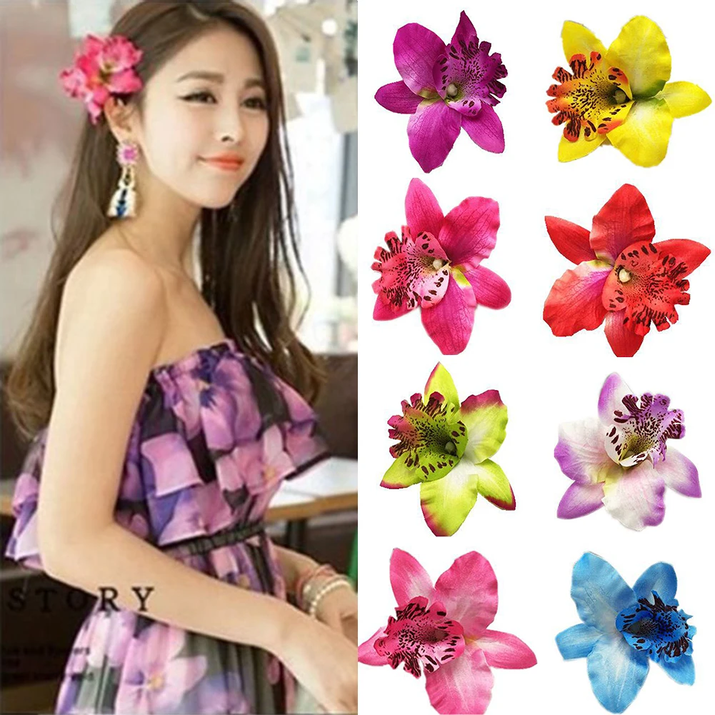 1PC Handmade Hair Clips Chic Thailand Orchid Flower Hair Clip Barrette DIY Hair Accessories Wedding Hairpins Y2k Accessories 헤어핀