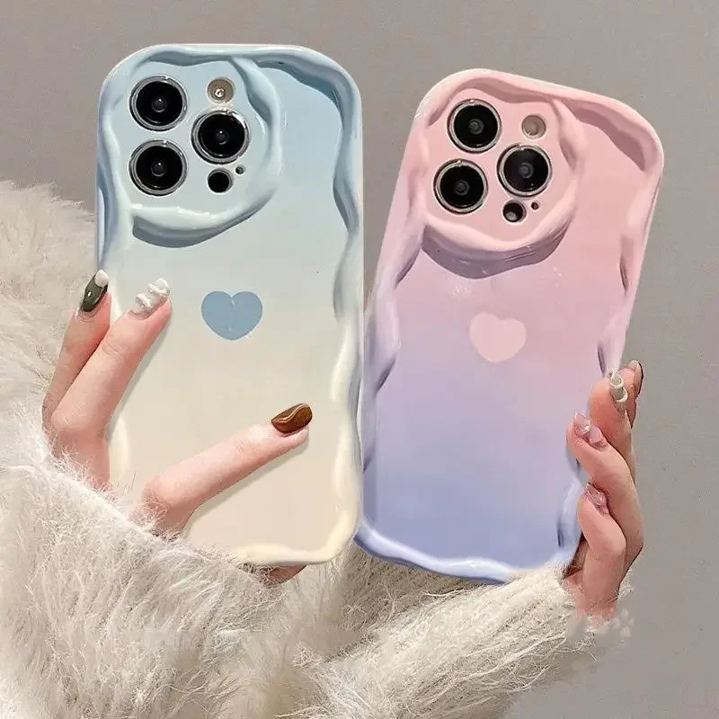 Case Cover for Xiaomi Redmi 12 Note 13 Pro Plus 12S 10 11  8 9 Pro 10S 11S 13C 12C 9A 9C Wave Gradient Love Heart Soft TPU Funda