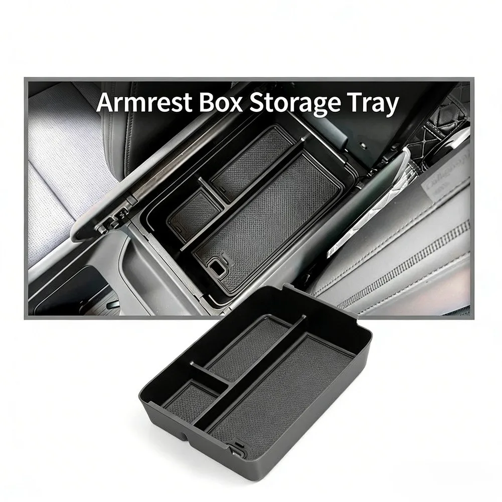 

Car Storage Box For HYUNDAI For Santa For Fe 2024-2026 Wireless Charging Silicone Pad Armrest Storage Box Black Accessories