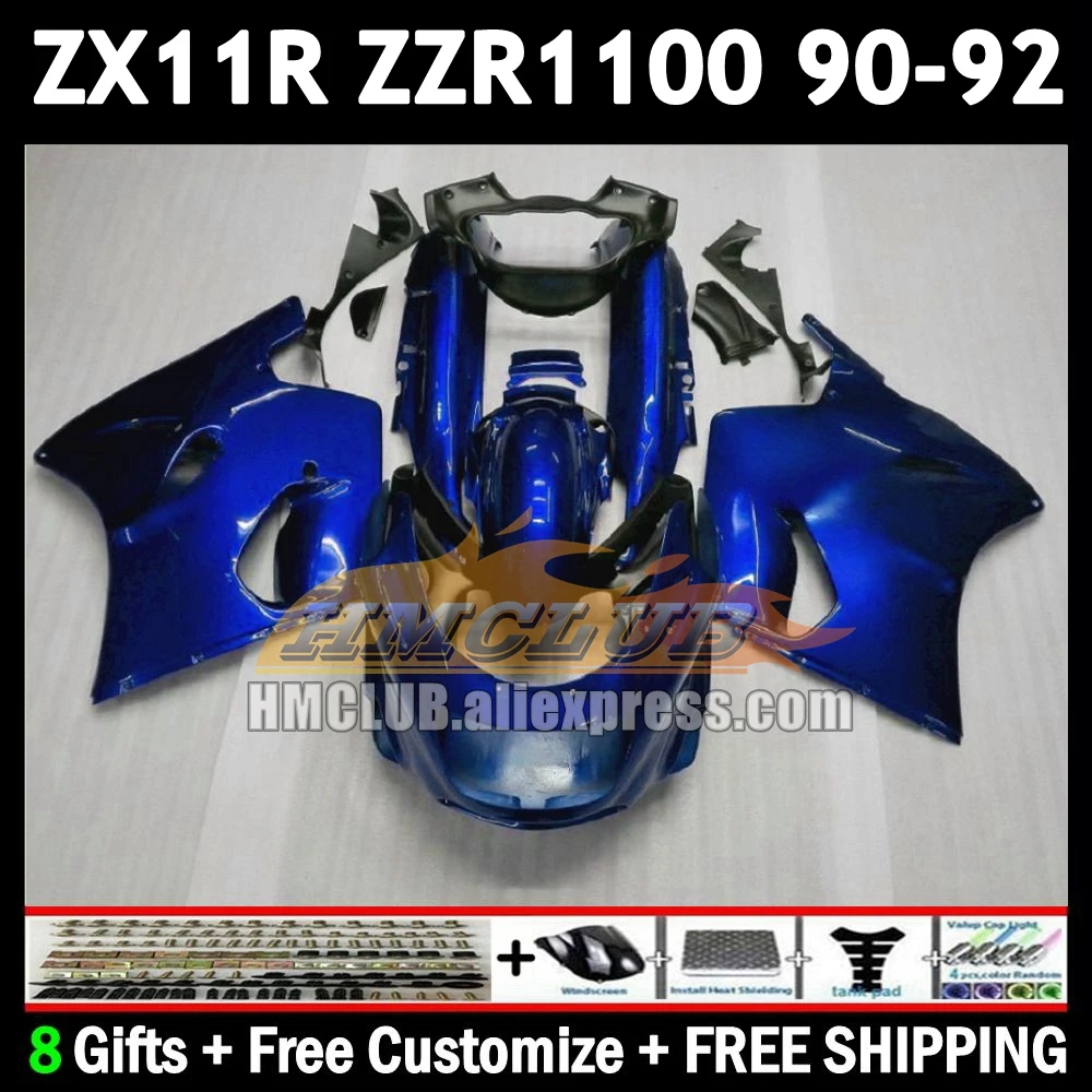 Body For KAWASAKI NINJA ZX-11R ZZR 1100 CC 1990 1991 1992 gloss blue 173No.130 ZX-11 ZZR1100 ZX 11R 11 R ZX11R 90 91 92 Fairing