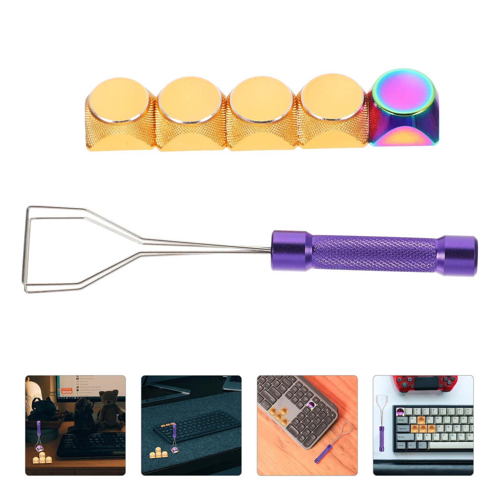 

1Set Replacement Colorful Keycap Set Durable Metal Keycaps Universal Aluminum Mechanical Keyboard Gaming Key Cap with Key Puller