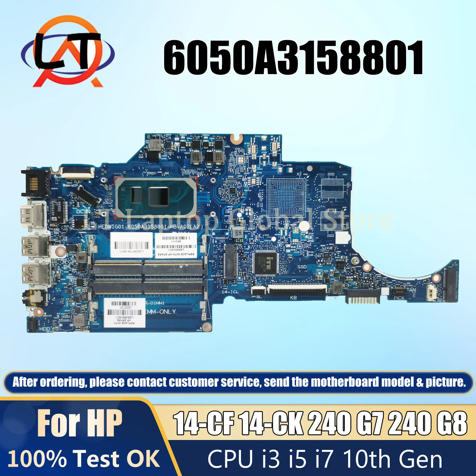 

6050A3158801 Mainboard For HP 14-CF 14-CK 240 G7 240 G8 L89470-601 L89469-601 Laptop Motherboard I3 I5 I7 10th Gen CPU