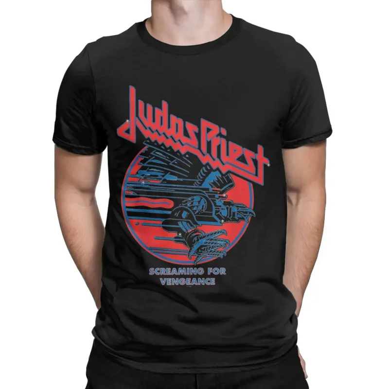 Judas Priest T Shirts for Men Cotton Funny T-Shirts Crewneck Tees Short Sleeve Clothing Graphic