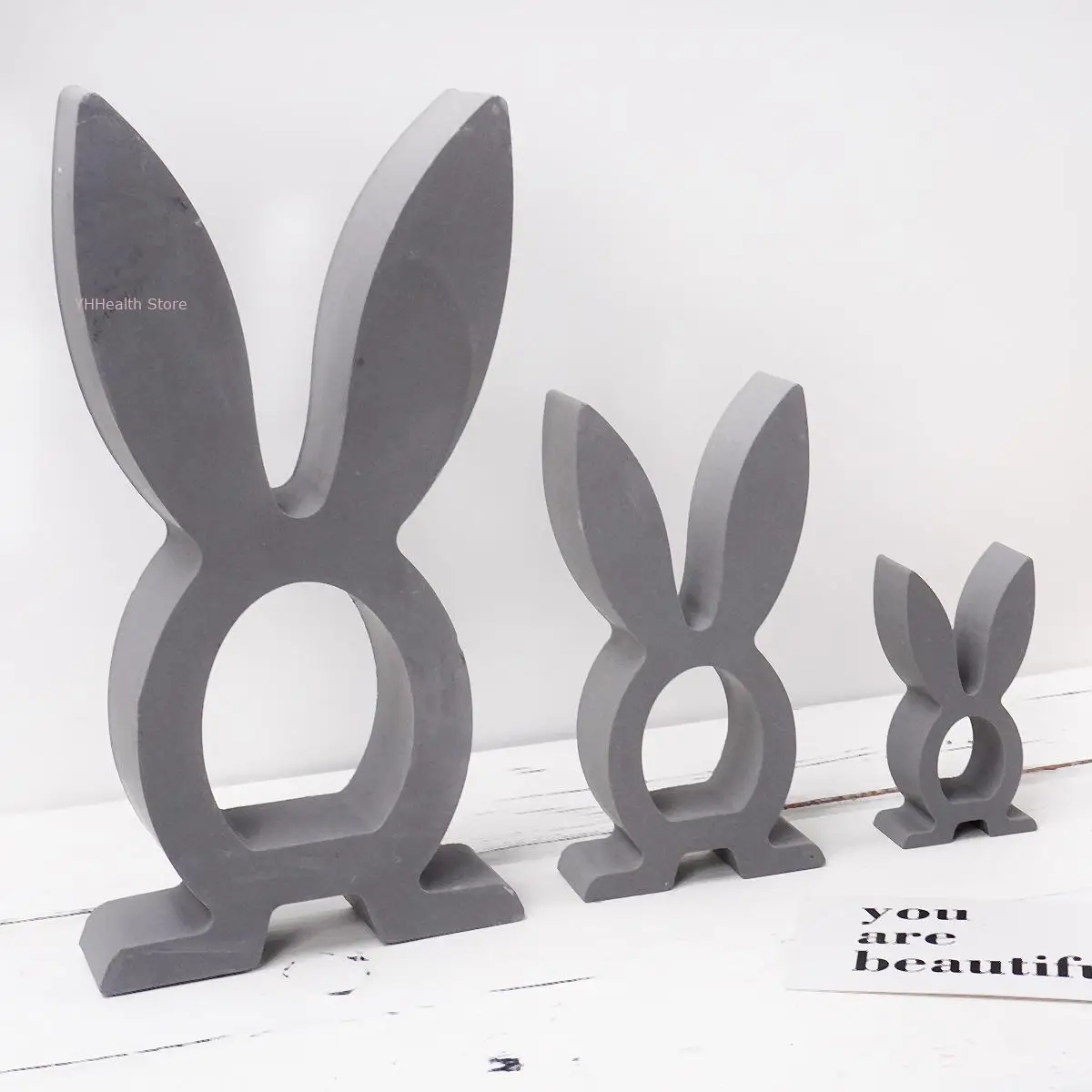 부활절 3D 석고 토끼 몰드 DIY 수제 큰 귀 스탠딩 토끼 실리콘 몰드, 아로마 테라피 캔들 송진 몰드 장식, S/m/l