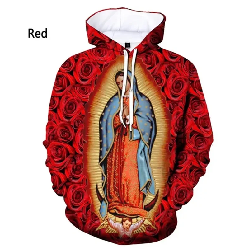 Virgin Mary Graphic Pop Men\'s Hoodies 3D Christianism Printed Sweat-shirts Women Harajuku Vintage Pullover Kid Hooded Sweatshirt