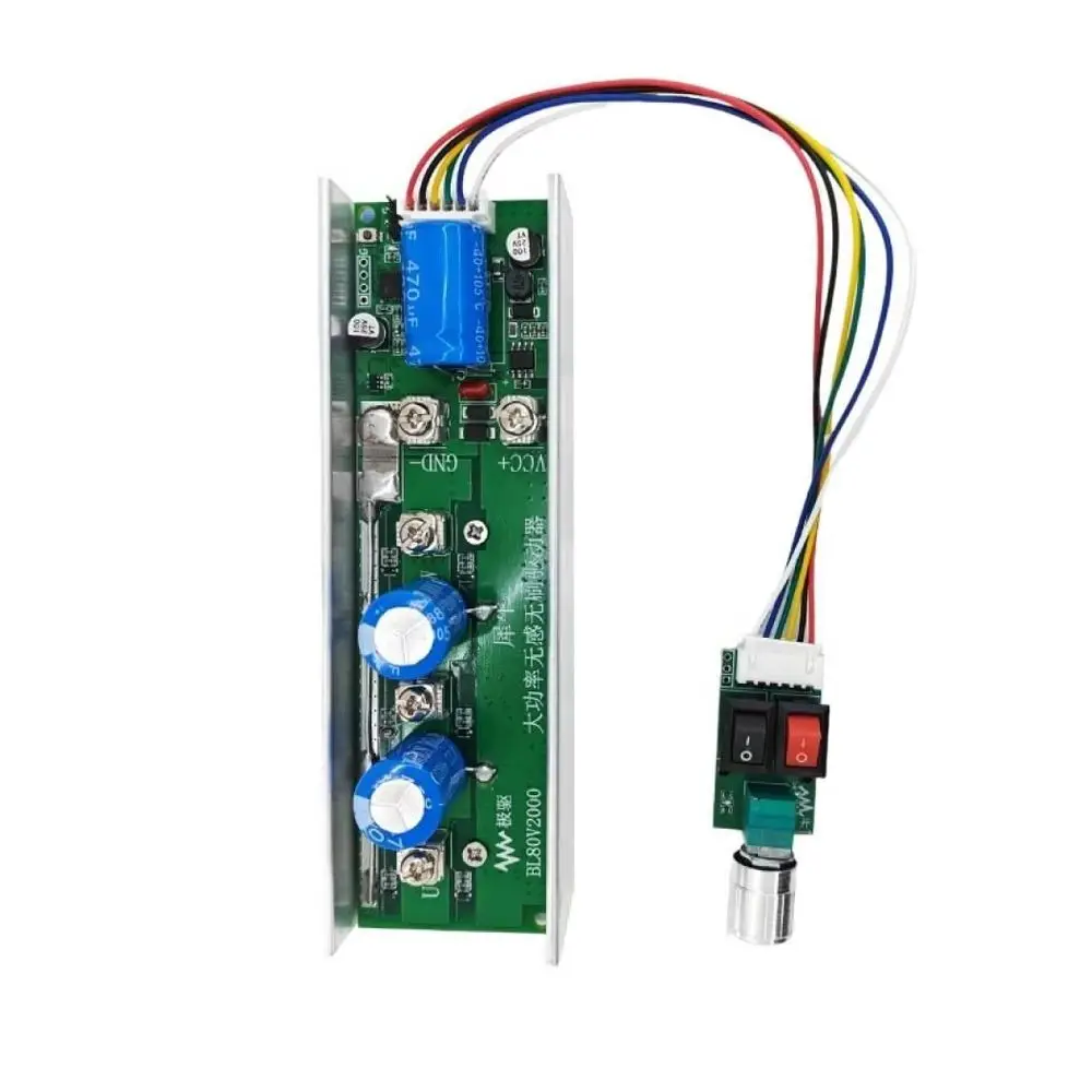 

2000W High Power BLDC Brushless Motor Driver Module DC24-80V Stop Forward Reverse Control No Hall Motor Speed Regulator