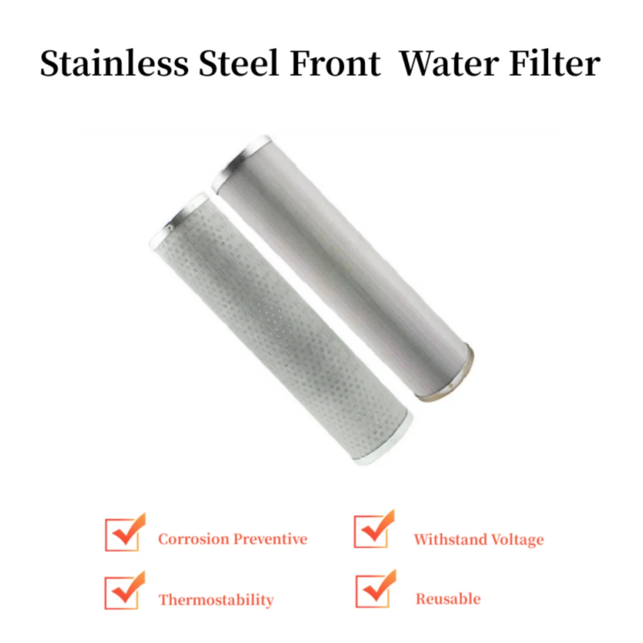 10 Inch Stainless Steel Water Filter Can Be Cleaned And Reused Corrosion Resistant High Temperature Resistant 5 Microns And More