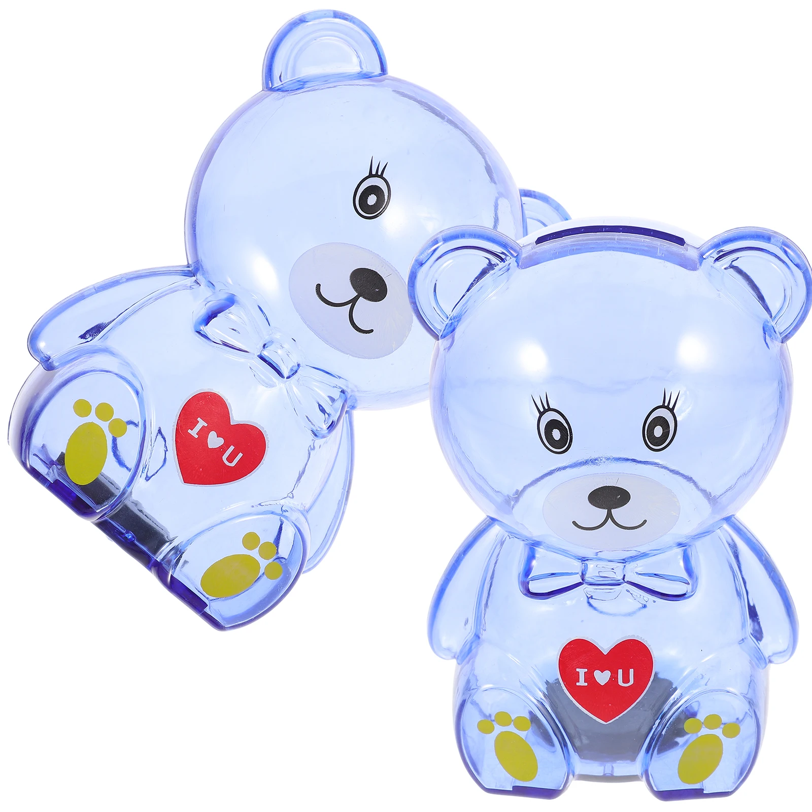 2 Stuks Clear Bear Spaarpot Transparante Geldpot voor Kinderen Compact Muntcontainer Tafelblad Spaarbank Thuiskantoor Decor