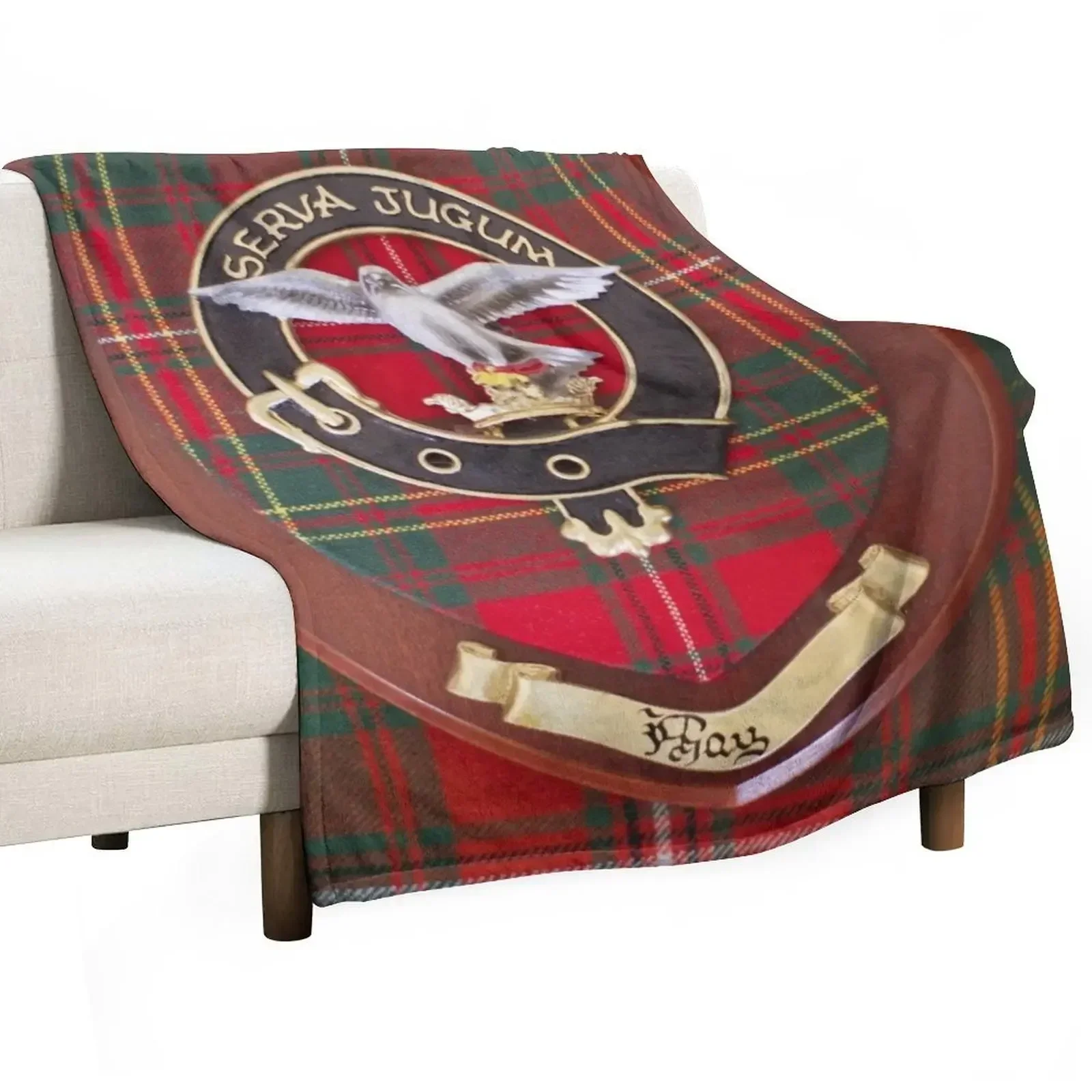 

Real Clan Hay Crest on Kilt - Ancient Hay Tartan Throw Blanket Decorative Sofas Warm Blankets