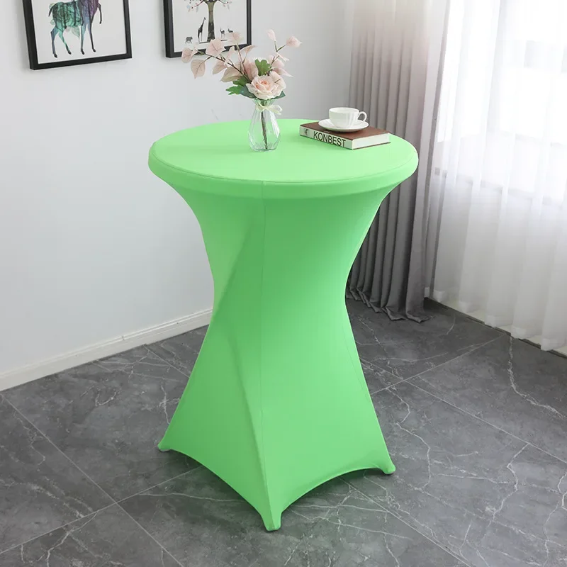 Cocktail Table Cloth Wedding Cover Spandex Round High Bar Birthday Party Show Hotel Decoration Four Legs Round Base