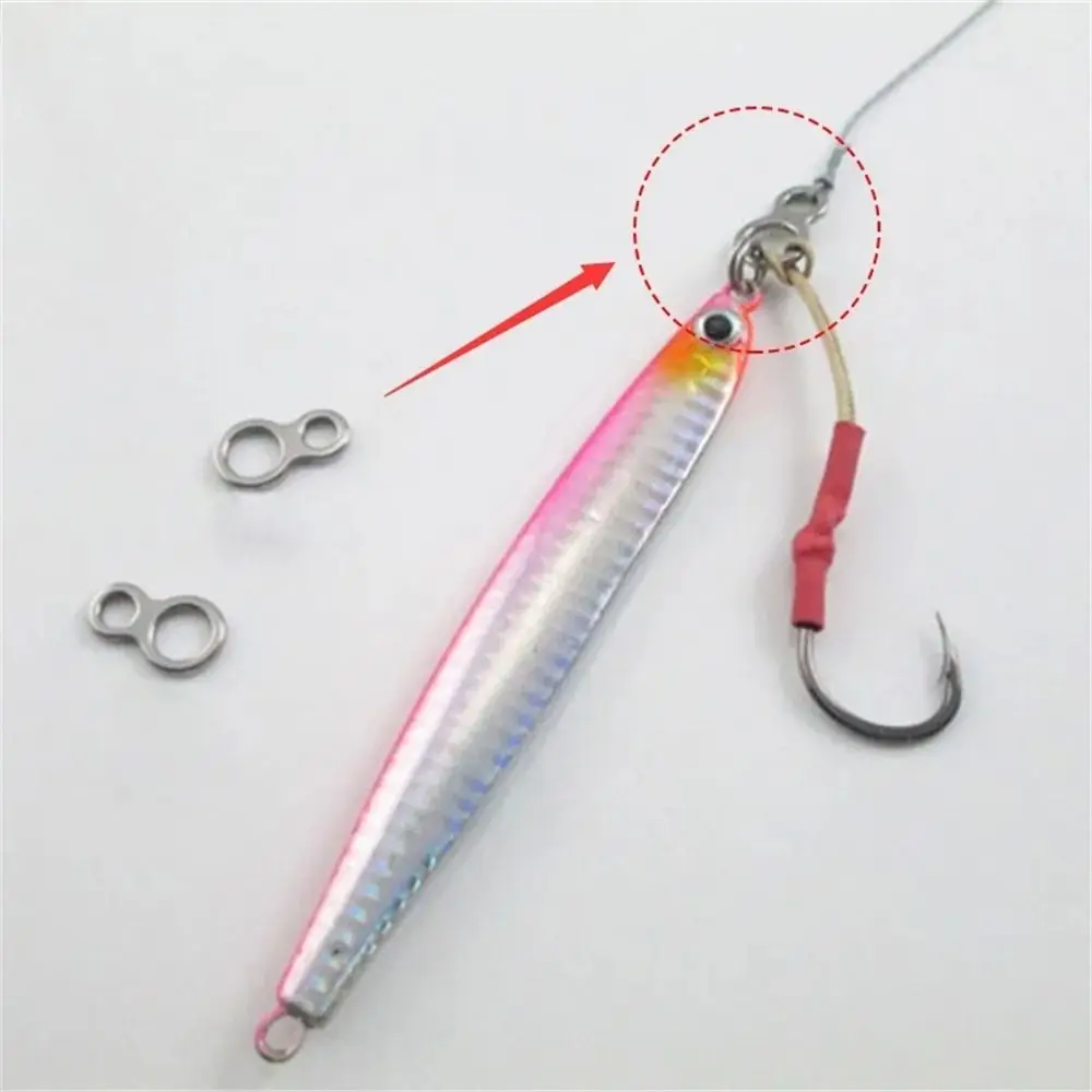 Anillo sólido de pesca de 10 piezas, conectores de Señuelos de Pesca en el mar de acero inoxidable, anillos giratorios, accesorios de pesca a