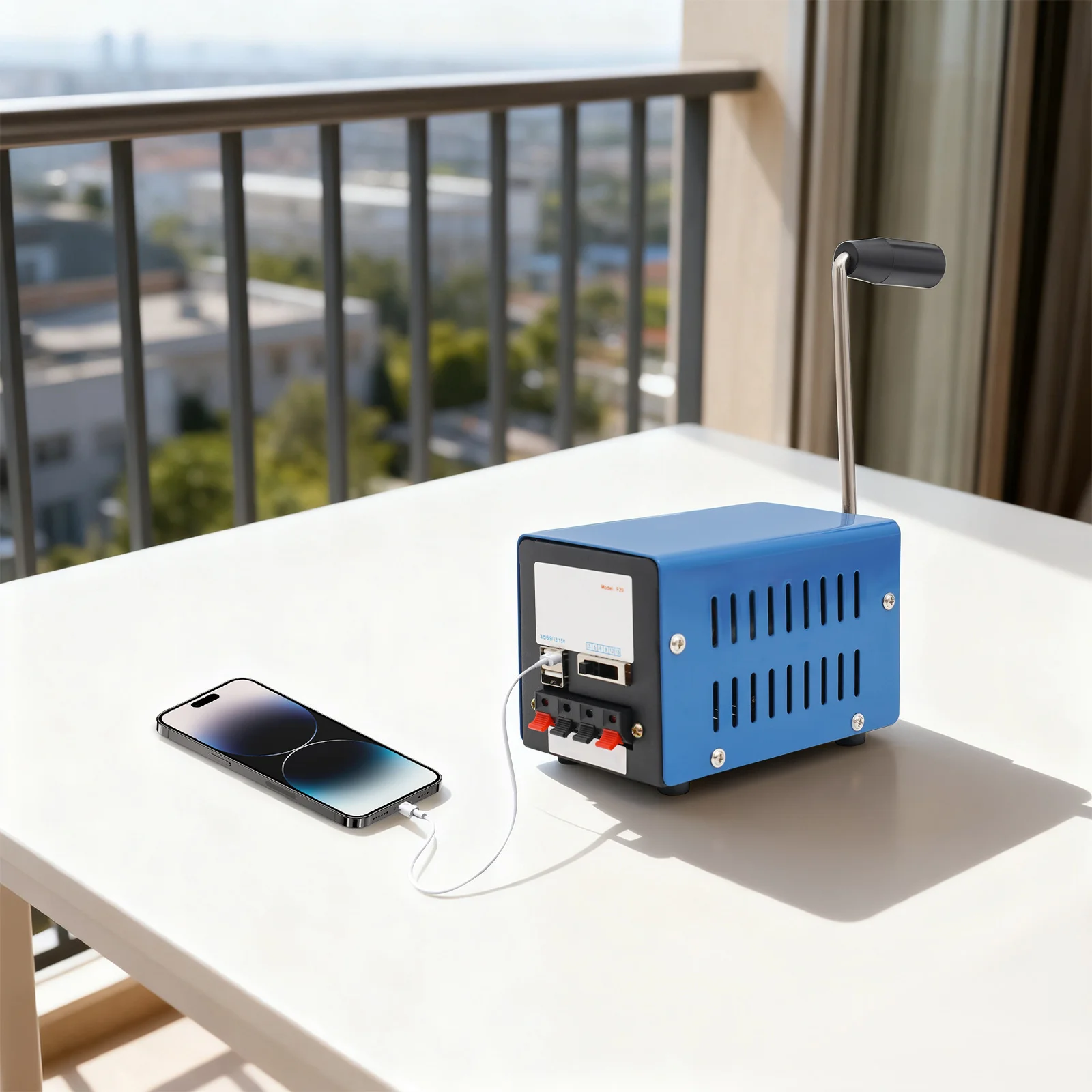 20W Hand Crank Generator Portable Emergency Power Supply USB Charging Multi-Voltage Ports (3V-28V) for Outdoor Survival Camping