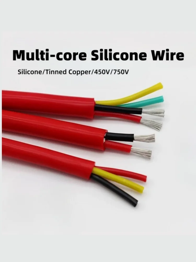Câble en caoutchouc de silicone flexible, fil en cuivre isolé, haute température, Sq 0.3, 0.5, 0.75, 1, 1.5, 2, 2.5mm x 2, 3, 4 sante, 5m, 10m