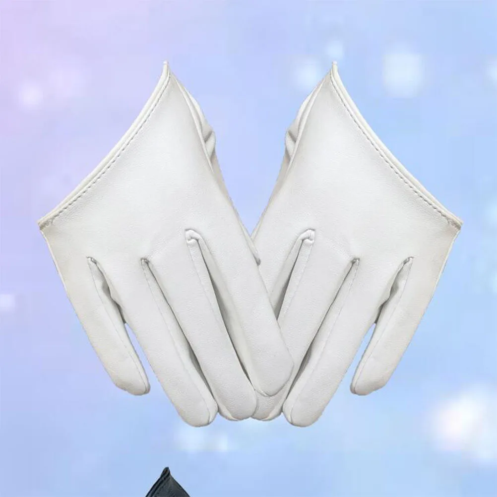 여성용 PU 장갑 흰색 풀 핑거 웨딩 연회 무대 공연 우아한 파티 의상 반손가락 장갑
