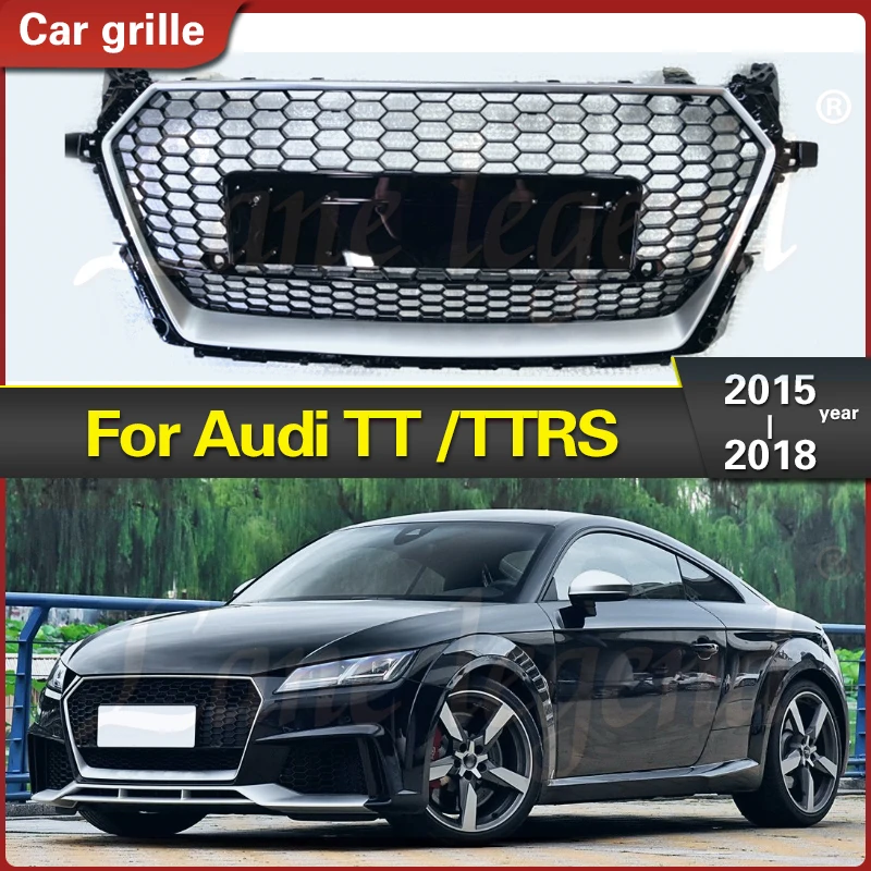 Front Bumper Grille Grill For Audi TT / TTS 2015-2018 for TTRS Style Honeycomb Upper Bumper Hood Mesh Grid Racing Grill Styling