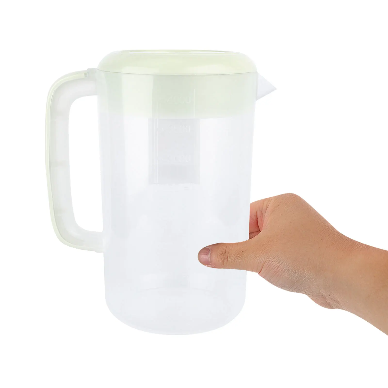 

1 pc 4000Ml Cold Water Pitcher Large Capacity Transparent Plastic Home Milk Tea Cafe Use Easy Clean Sturdy Handle Scale