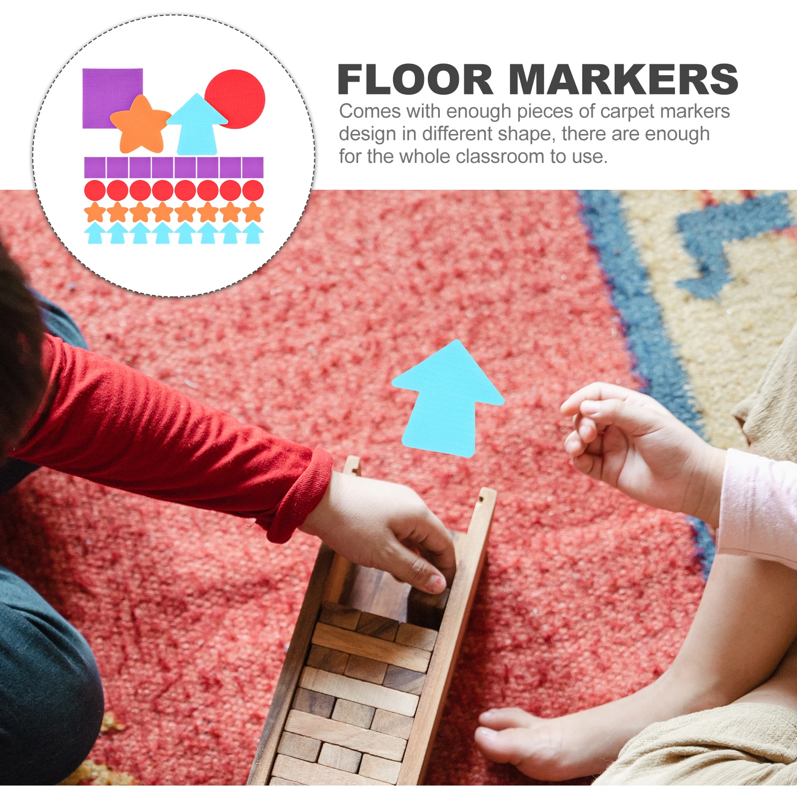 

40Pcs Carpet Markers Colorful Star Shape Floor Spots for Classroom Educational Use School Floor Markers