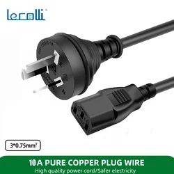 Australian standard three plug character tail power cord AC plug line 10A250V for home air conditioning/computer host/monitor