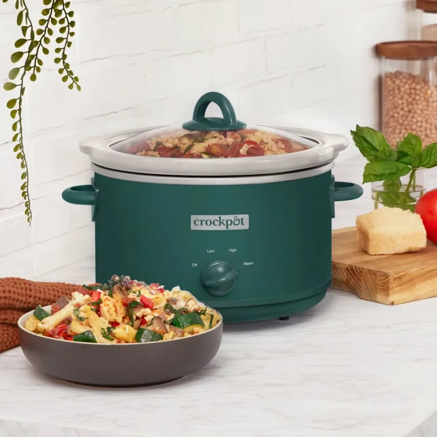 4.5qt Slow Cooker, Ocean Fog, Electric Crockpot with Removable Non‑Stick Pot, Glass Lid and Keep Warm Setting for Home Cooking
