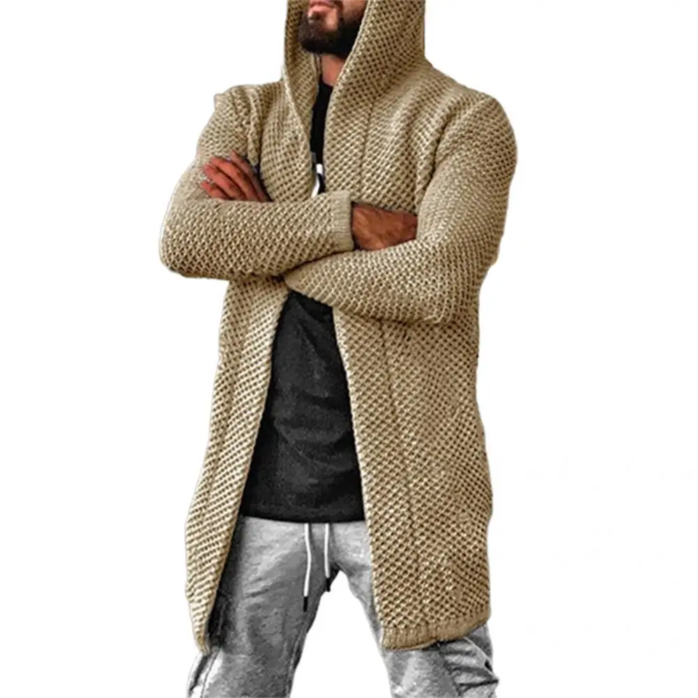 Classic  Knitted Jacket Soft Thicken Warm Men Knitted Cardigan Ripped Holes Skin-friendly Men Knitwear for Outdoor