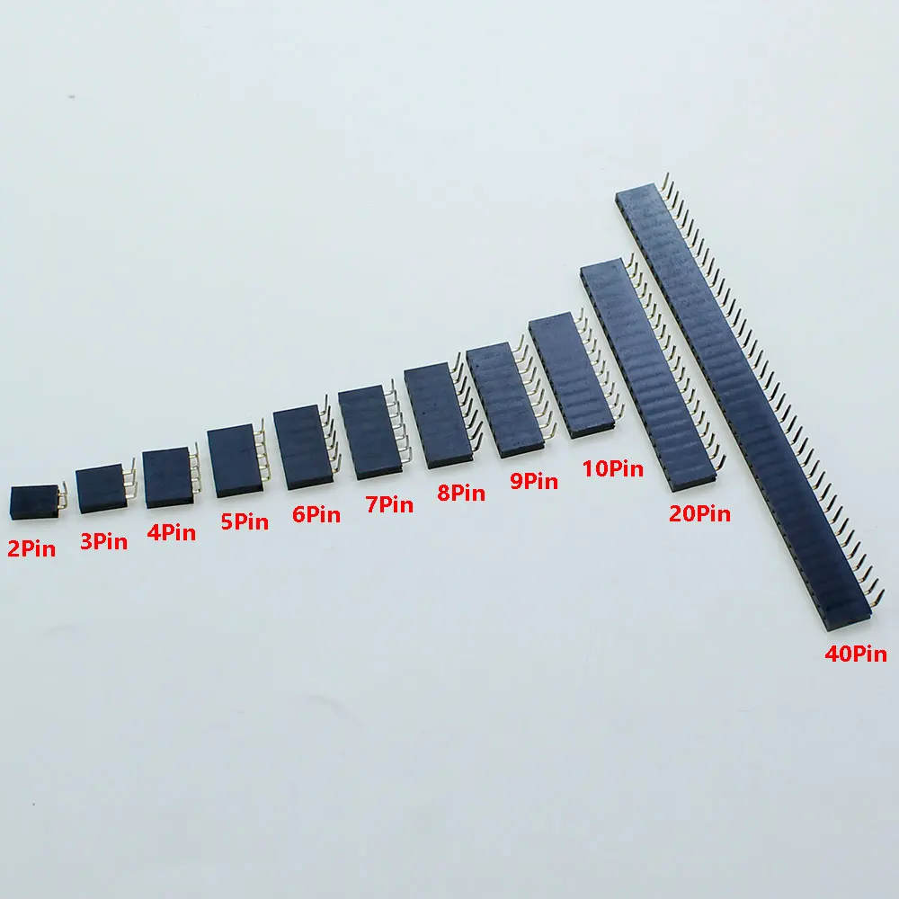10szt Pojedynczy rząd 90 stopni wygięte żeńskie gniazdo nagłówkowe Skok 2,54mm 1*2P 3P 4P 5P 6P 7P 8P 9P 10P 20P 40Pin Złącze