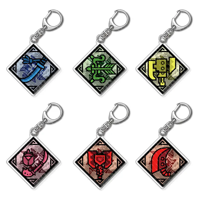 14 Styles Chibi Hunter Equipment Keychain Clear Acrylic Key Chain Pendant Game Key Ring