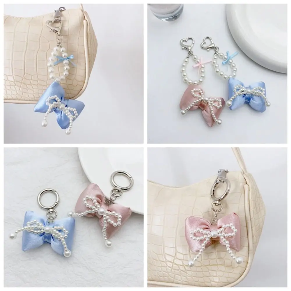 

Balletcoce Pearl Bow Keychain Heart Keychains Key Pendant Bowknot Bag Pendant Bag Hanging Chain Keyring Bow Phone Chains Women