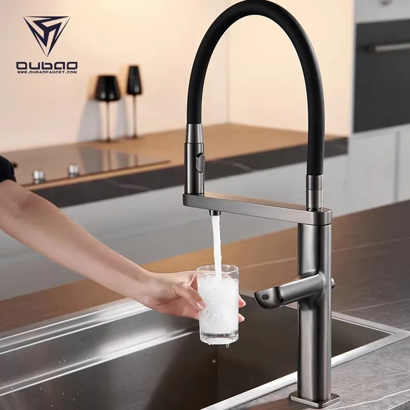 High Quality Brass Kitchen purified water faucet Multifunction Gun Black Mixer Tap Luxury Touch Filter Kitchen Faucet 1 hole