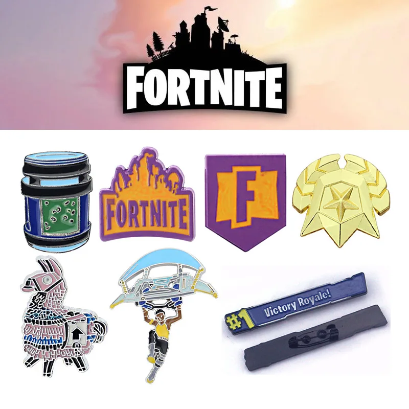 Брошь с героями мультфильмов Fortnite, игровой реквизит, периферийные устройства, энергетический напиток, форма логотипа Victory, булавка из сплава, одежда, украшение для рюкзака, аксессуары