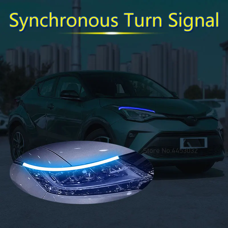 For Toyota Hilux Corolla chr RAV4 Yaris PRIUS Sienta DRL LED Strip Light Car Headlight 12V Synchronous turn signal Accessories