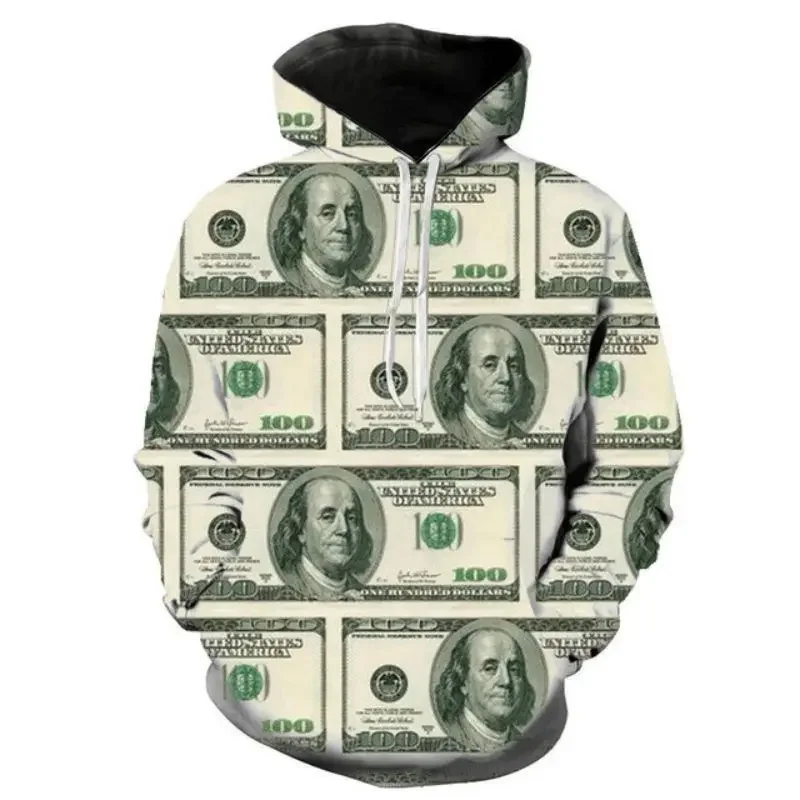 

Dollar Bill 3d Printed Men's Hoodie With Hat And Hoodie Street Wear Sports Casual Fashion Trend Personality Creative Loose Top