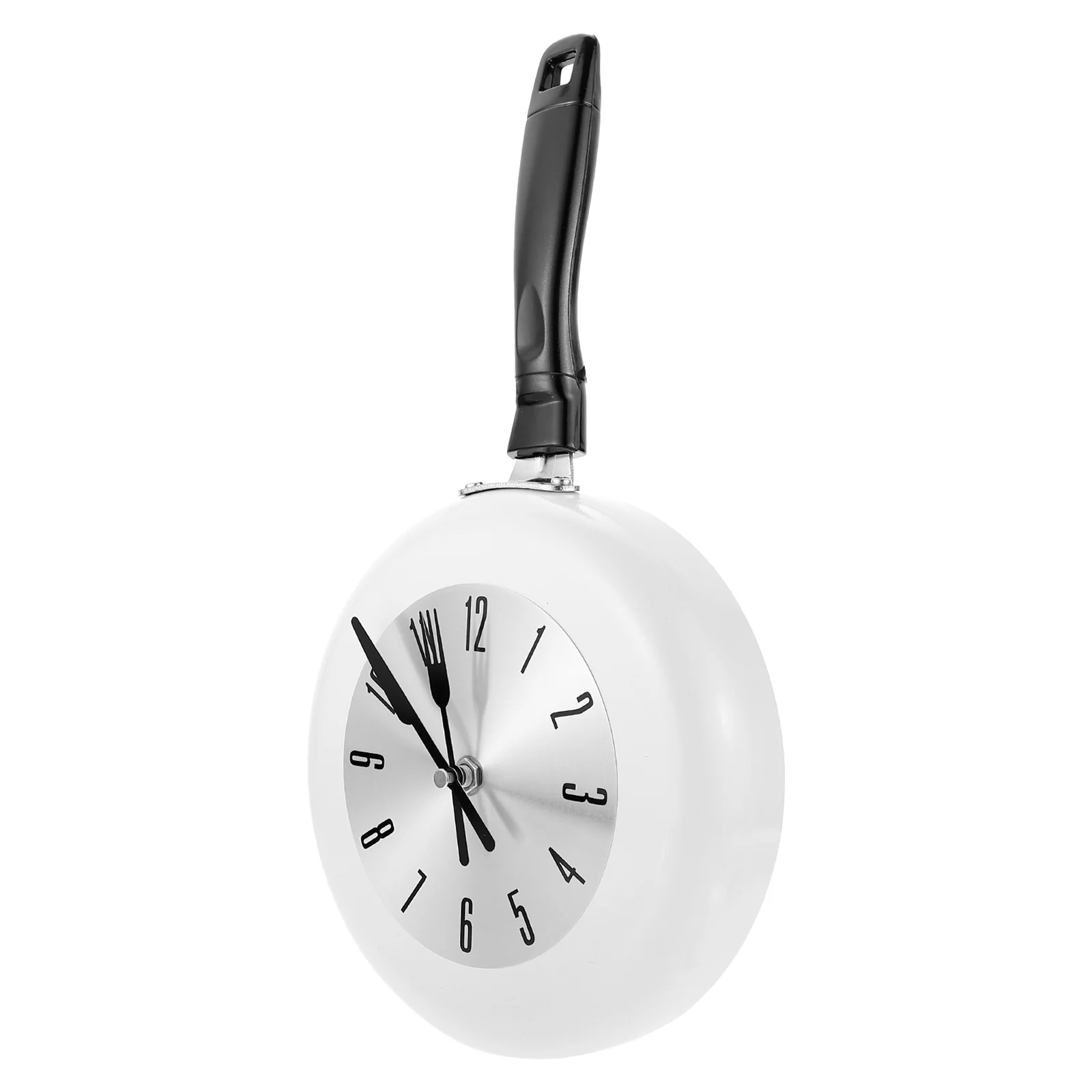 Round Basic Clocks Pan Wall Griddle Hanging Adorn Stainless Steel Frying Office Flat Skillet