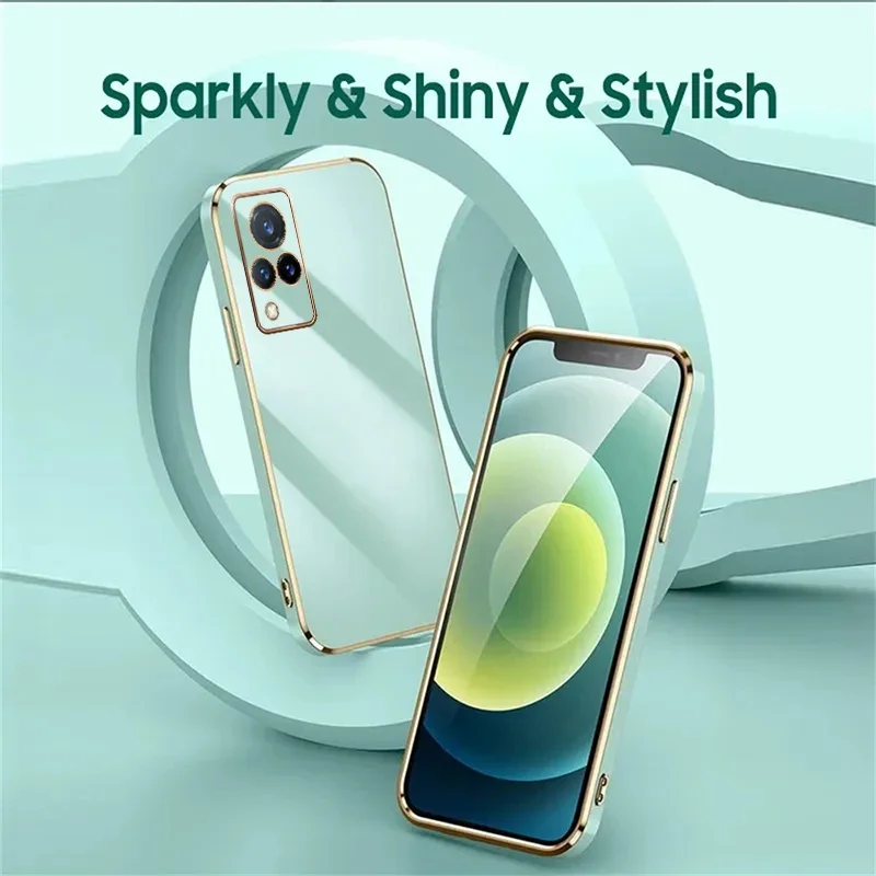 Luxury Plating Back Case For Vivo Y28 Y200 V30E V20 V21 V21E V23 V23E V25E V27E V29E Y02S Y03 Y33S Y51 Y20 Y30 Y21 Lanyard Cover