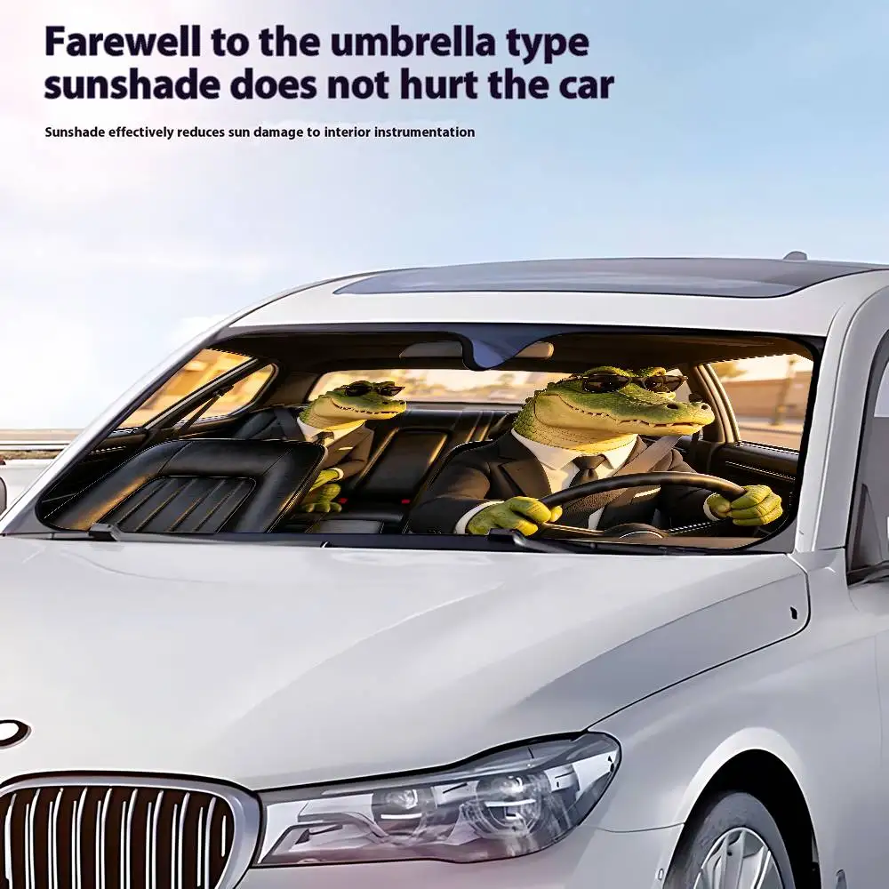 Crocodile Drive Car Sunshade Covers Cover Universal Windscreen Folding Visor - view 3