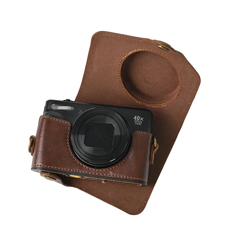 Do aparatu Canon PowerShot SX740 HS SX730 SX720 Retro PU Leather Case Shoulder Bag Shoot Camera Protective Cover SX740 SX730HS