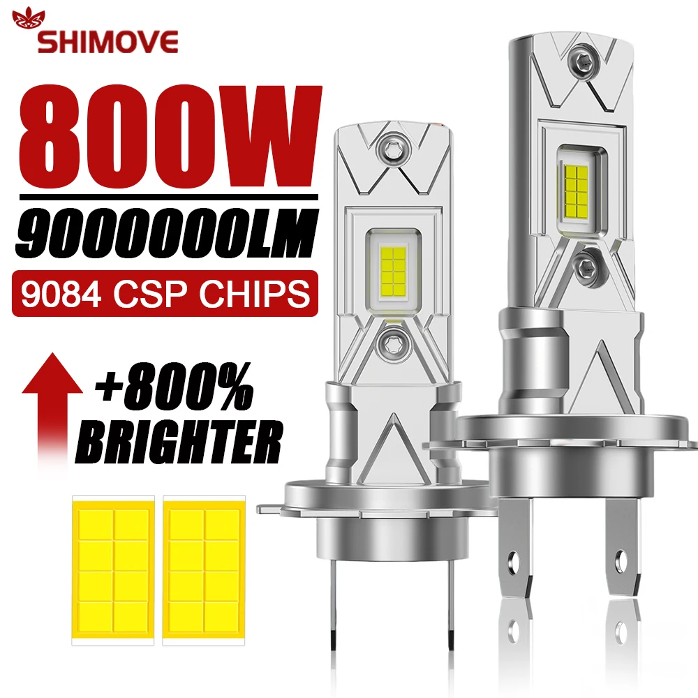 

800W 1:1 Size H7 LED CANBUS Light 9000000LM Auto Headlamp 9084 CSP Chip Plug&Play Wireless Mini Car Headlight with Fan