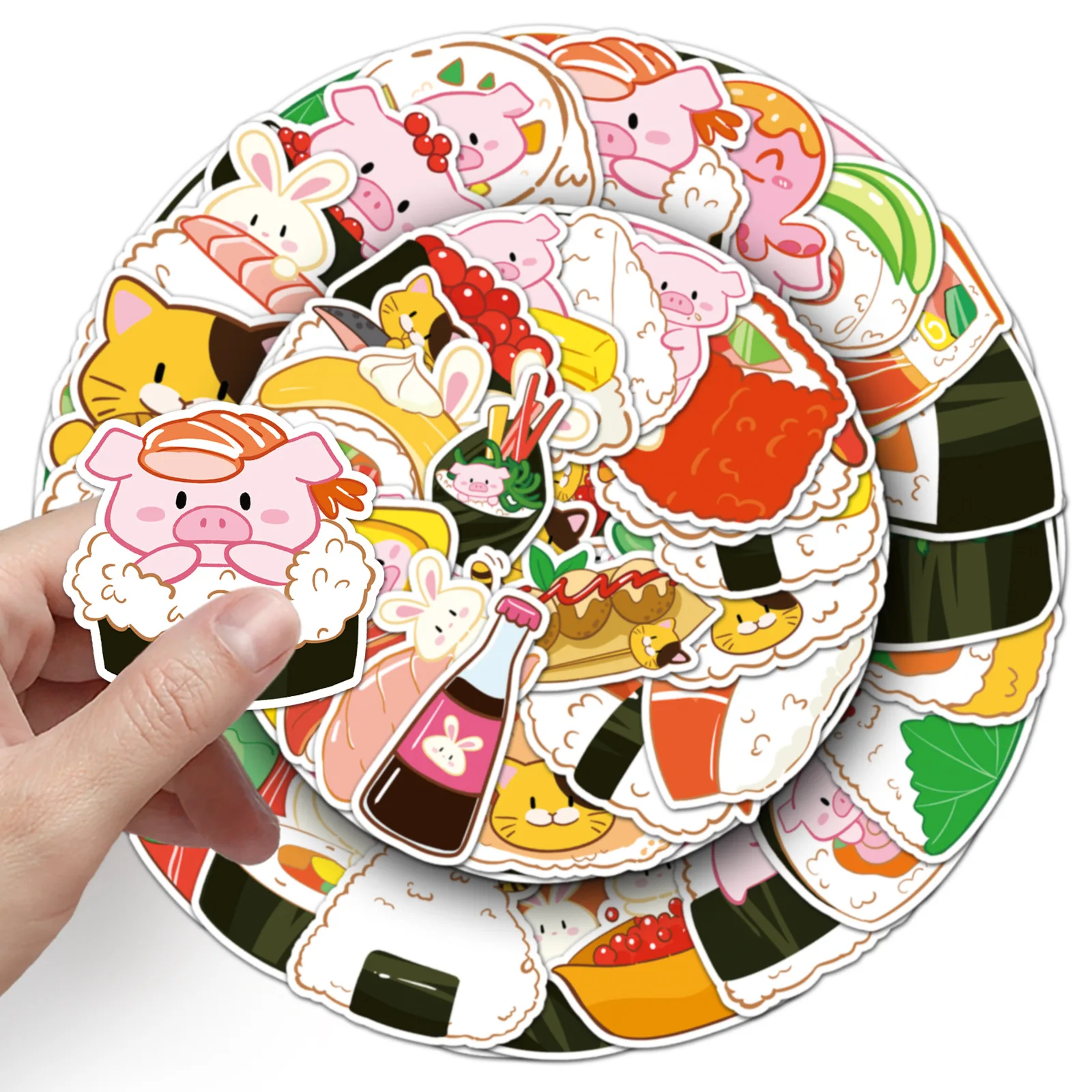 10/30/50Pcs Tier Sushi Graffiti Aufkleber Cartoon Nette Lebensmittel Hand Gezeichnet Dekorative Aufkleber DIY Gitarre Wasser Tasse Skateboard