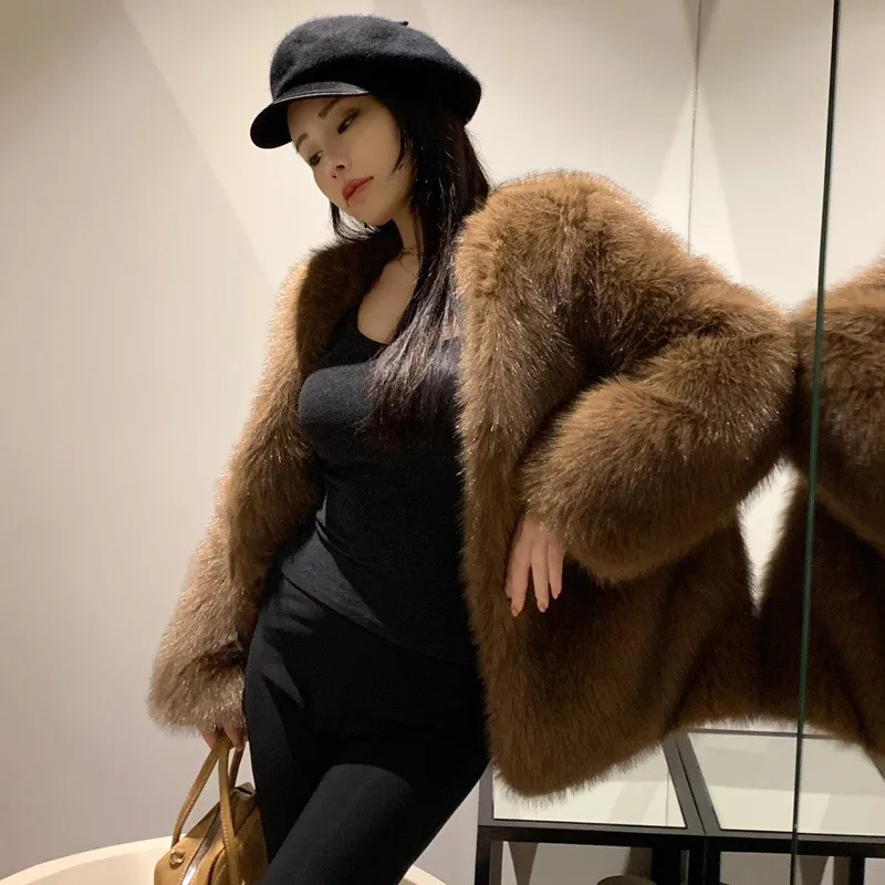 

Loose Coat Faux Leather Jacket Winter Clothes Women Clothes